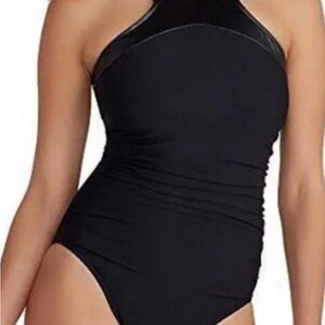 Magicsuit Bonnie Faux Leather one-piece Swimsuit size 10 Black